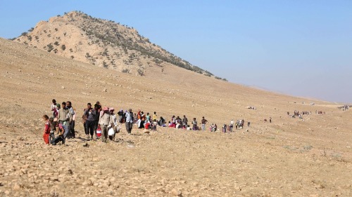 Yazidis in the Sinjar mountains (photo: Emrah Yorulmaz/Anadolu Agency/Getty Images)